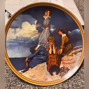 Authentic Norman Rockwell”Waiting on the Shore" 8.5”collect plate LimitedEdition